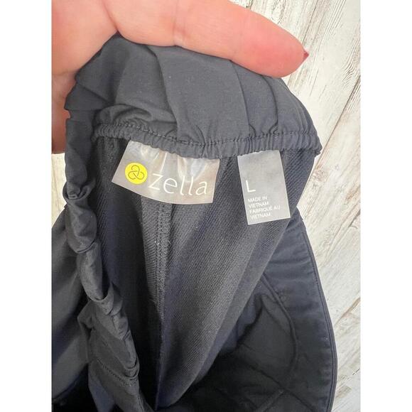 Zella Black Getaway Drawstring Cargo Pockets Button Closure Crop Pants Size L - Picture 10 of 12